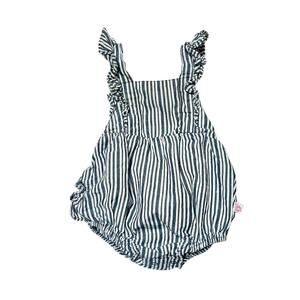 Ruffle Butts Chambray Stripe Bubble Romper 3-6m